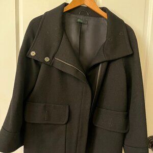 United Colors of Benetton Black Wool Coat Size Medium (EU 40)